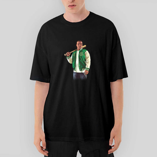 GTA College Robber Man Oversize Siyah Tişört - Zepplingiyim