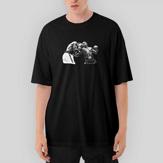 Mike Tyson Art Of Fight Oversize Siyah Tişört - Zepplingiyim