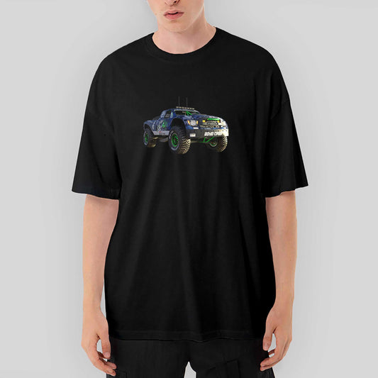 Off Road Yarış Arabası Oversize Siyah Tişört - Zepplingiyim
