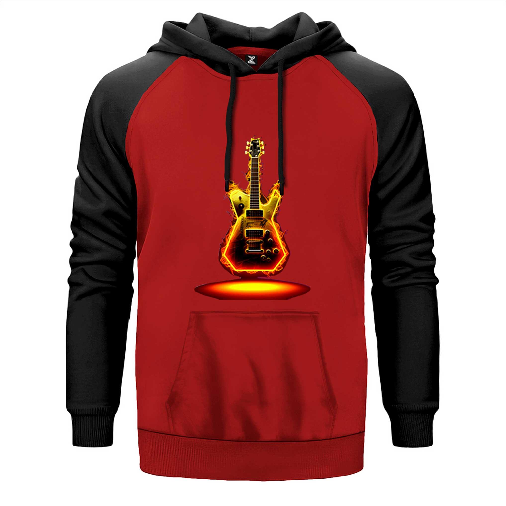 Electro Guitar Fire Çift Renk Reglan Kol Sweatshirt - Zepplingiyim