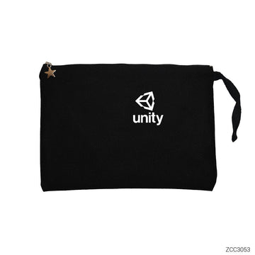Unity Logo Siyah Clutch Astarlı Cüzdan / El Çantası