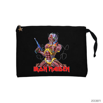 Iron Maiden in the War Siyah Clutch Astarlı Cüzdan / El Çantası