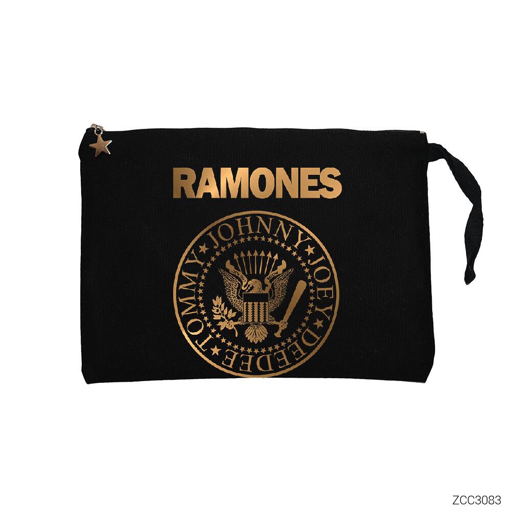 Ramones Gold Edition Siyah Clutch Astarlı Cüzdan / El Çantası