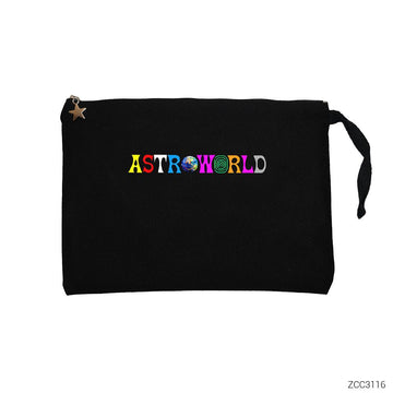 Travis Scott Astroworld Siyah Clutch Astarlı Cüzdan / El Çantası