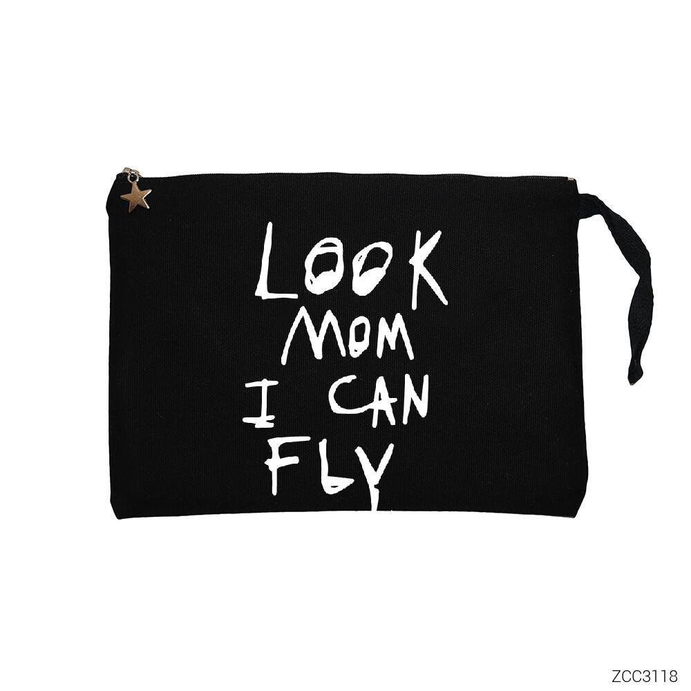 Travis Scott Look Mom I Can Fly Siyah Clutch Astarlı Cüzdan / El Çantası