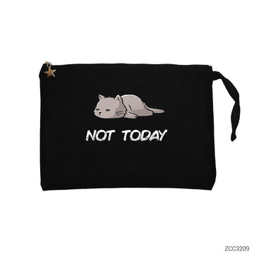 Kedi - Not Today Siyah Clutch Astarlı Cüzdan / El Çantası