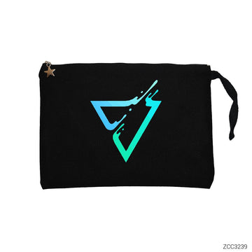 Triangle Logo Siyah Clutch Astarlı Cüzdan / El Çantası