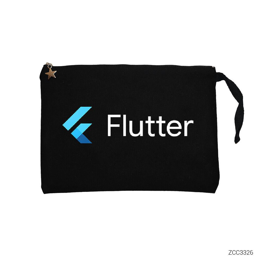 Flutter Siyah Clutch Astarlı Cüzdan / El Çantası