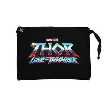Thor Love And Thunder Logo Blue Siyah Clutch Astarlı Cüzdan / El Çantası