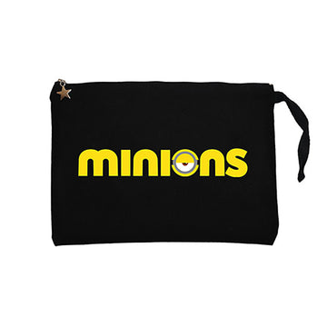 Minions Logo Siyah Clutch Astarlı Cüzdan / El Çantası