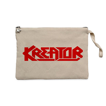 Kreator Logo Red Krem Clutch Astarlı Cüzdan / El Çantası