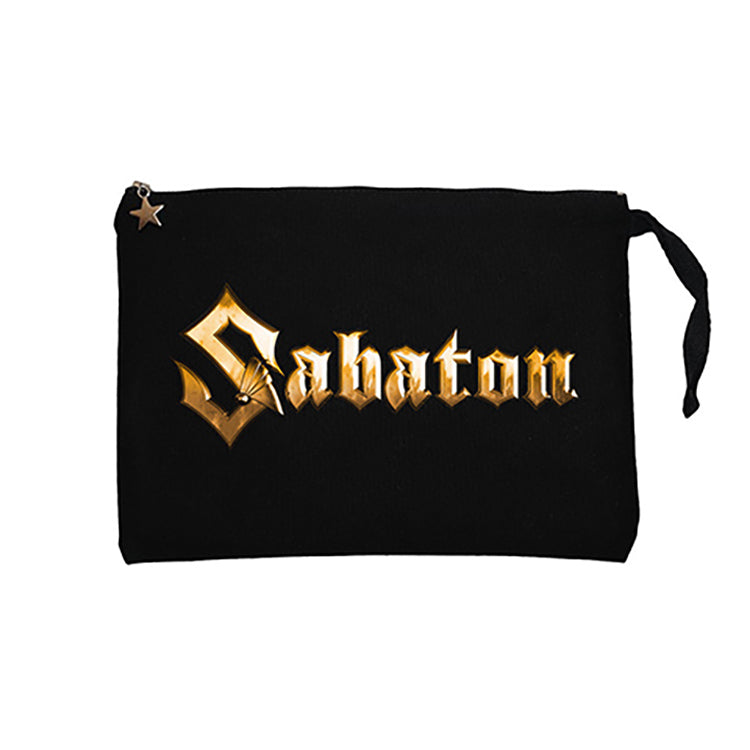 Sabaton Logo Gold Siyah Clutch Astarlı Cüzdan / El Çantası