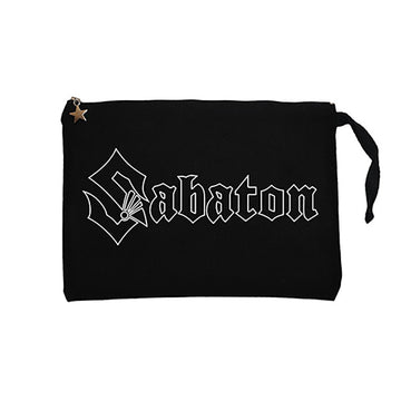Sabaton Logo Vector Siyah Clutch Astarlı Cüzdan / El Çantası