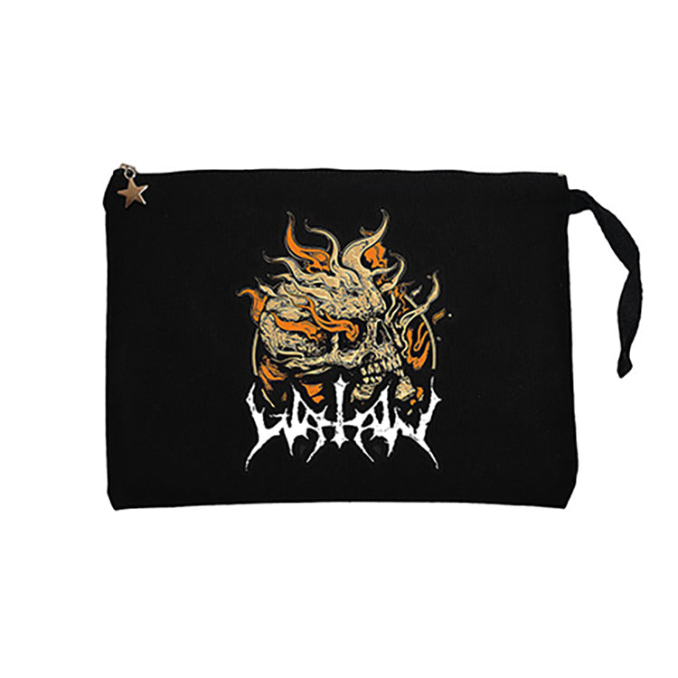 Watain Skull Siyah Clutch Astarlı Cüzdan / El Çantası