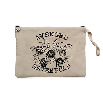 Avenged Sevenfold Smile Skulls Krem Clutch Astarlı Cüzdan / El Çantası