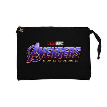 Avengers End Game Logo Siyah Clutch Astarlı Cüzdan / El Çantası