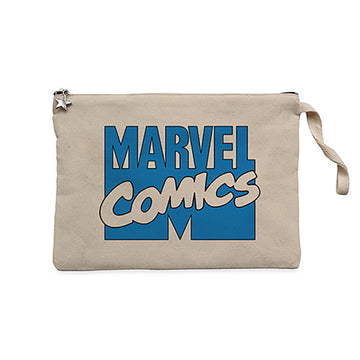 Marvel Comics Blue Logo Krem Clutch Astarlı Cüzdan / El Çantası