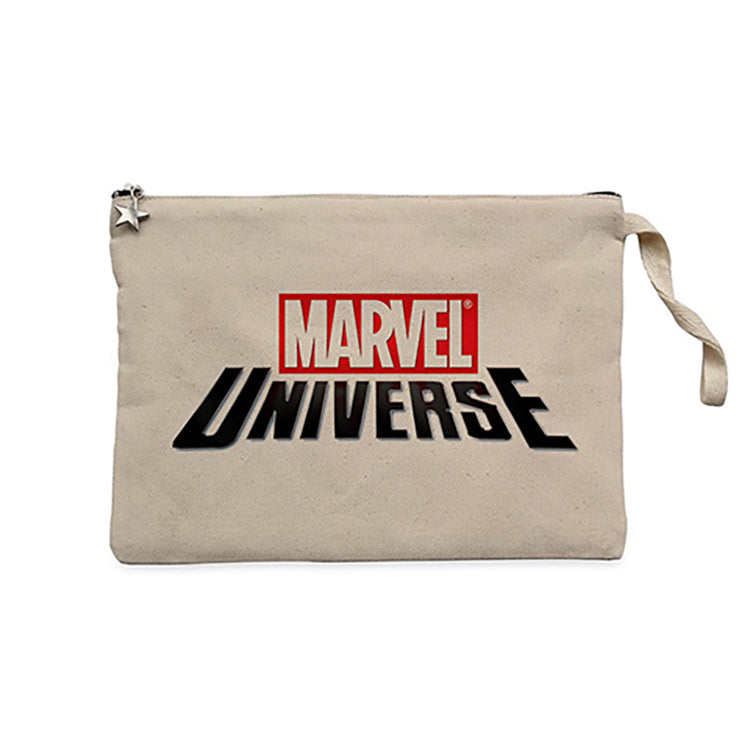 Marvel Universe Logo Krem Clutch Astarlı Cüzdan / El Çantası