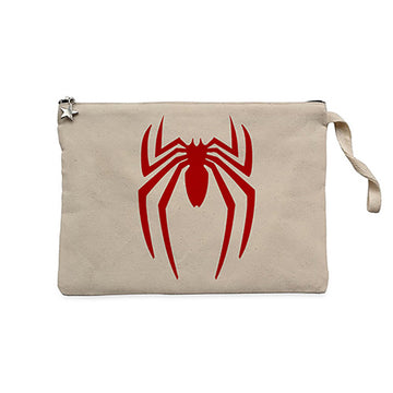 Spiderman Logo Krem Clutch Astarlı Cüzdan / El Çantası