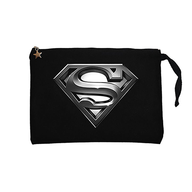 Superman Logo Siyah Clutch Astarlı Cüzdan / El Çantası