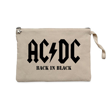 Ac Dc Back in Black Krem Clutch Astarlı Cüzdan / El Çantası