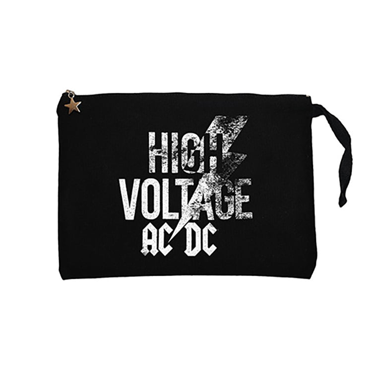 Ac Dc High Voltage Siyah Clutch Astarlı Cüzdan / El Çantası