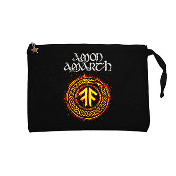 Amon Amarth Skull Siyah Clutch Astarlı Cüzdan / El Çantası