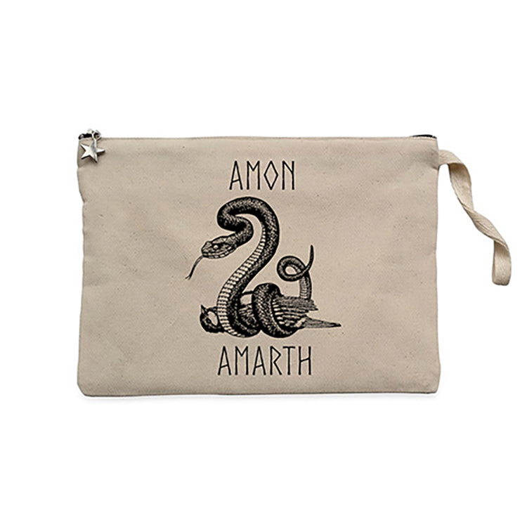 Amon Amarth Snake Krem Clutch Astarlı Cüzdan / El Çantası
