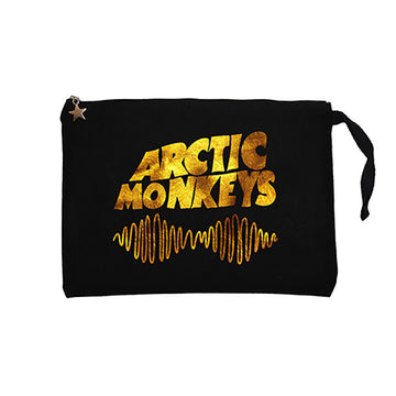 Arctic Monkeys Logo Wave Gold Siyah Clutch Astarlı Cüzdan / El Çantası
