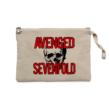 Avenged Sevenfold Skull Krem Clutch Astarlı Cüzdan / El Çantası