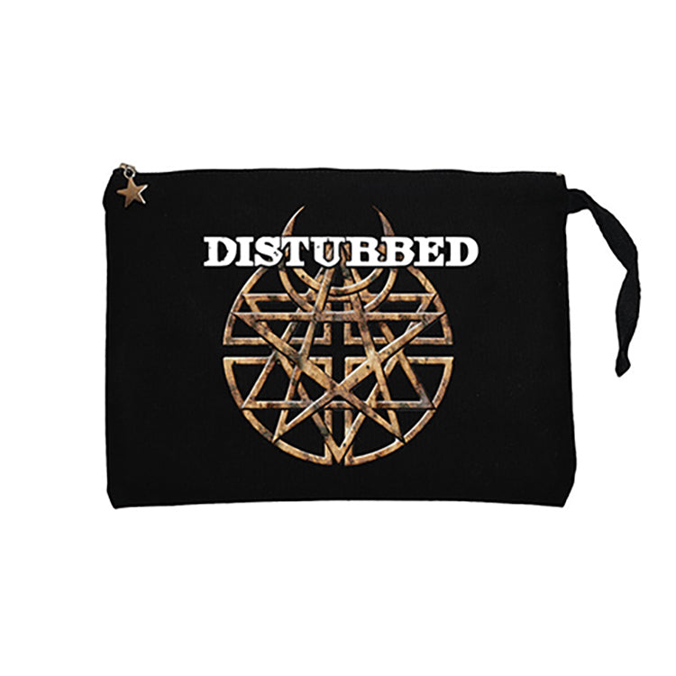 Disturbed Logo 2 Siyah Clutch Astarlı Cüzdan / El Çantası