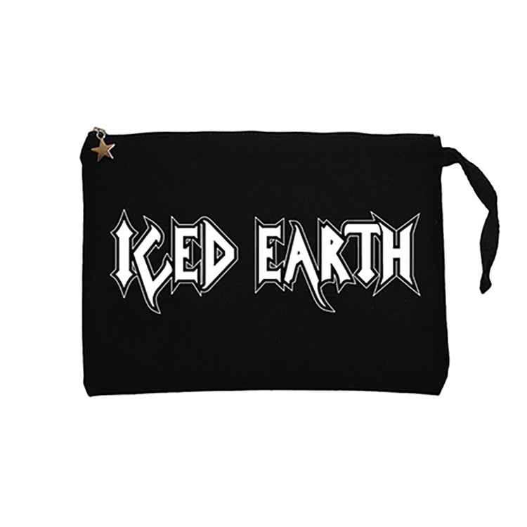 Iced Earth Logo Siyah Clutch Astarlı Cüzdan / El Çantası