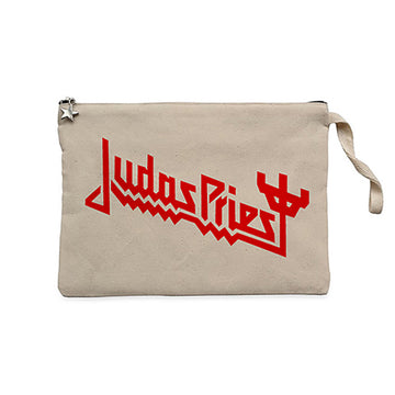 Judas Priest Logo 3 Krem Clutch Astarlı Cüzdan / El Çantası