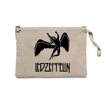 Led Zeppelin Black Angel Krem Clutch Astarlı Cüzdan / El Çantası