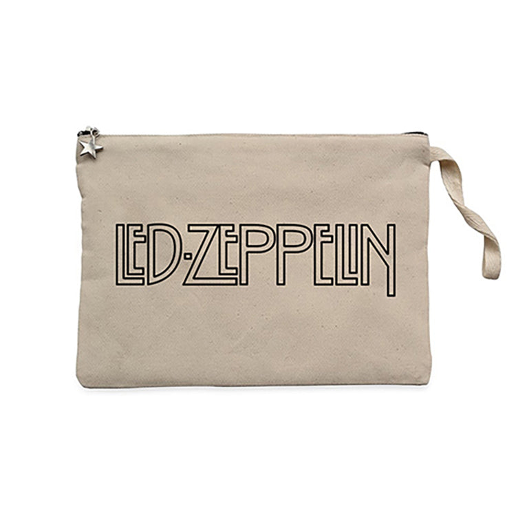 Led Zeppelin Logo 2 Krem Clutch Astarlı Cüzdan / El Çantası