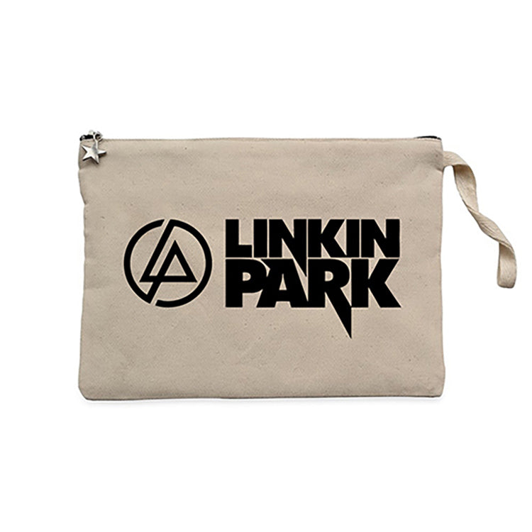 Linkin Park Logo and Text Krem Clutch Astarlı Cüzdan / El Çantası