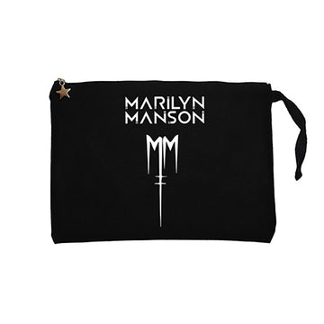 Marilyn Manson Logo Siyah Clutch Astarlı Cüzdan / El Çantası