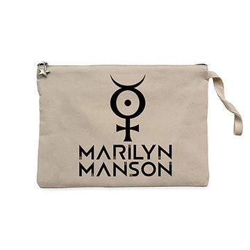 Marilyn Manson Logo 2 Krem Clutch Astarlı Cüzdan / El Çantası