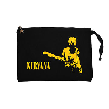 Nirvana Kurt Cobain Siyah Clutch Astarlı Cüzdan / El Çantası