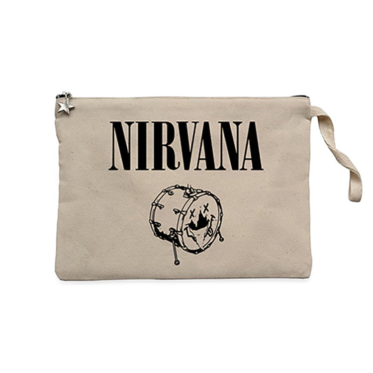 Nirvana Logo Classic Krem Clutch Astarlı Cüzdan / El Çantası