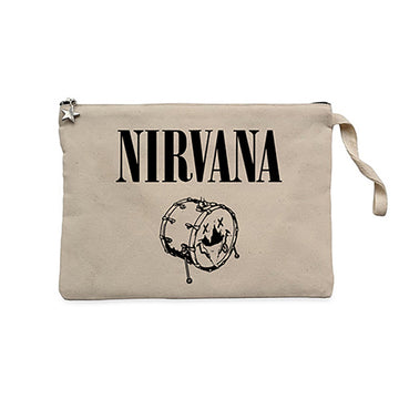 Nirvana Logo Classic Krem Clutch Astarlı Cüzdan / El Çantası