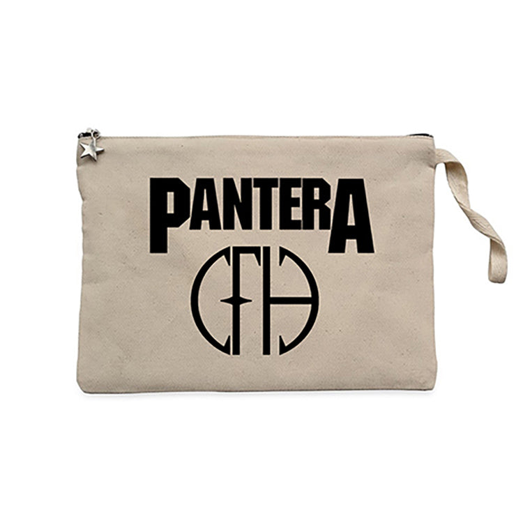 Pantera Logo and Figure Krem Clutch Astarlı Cüzdan / El Çantası