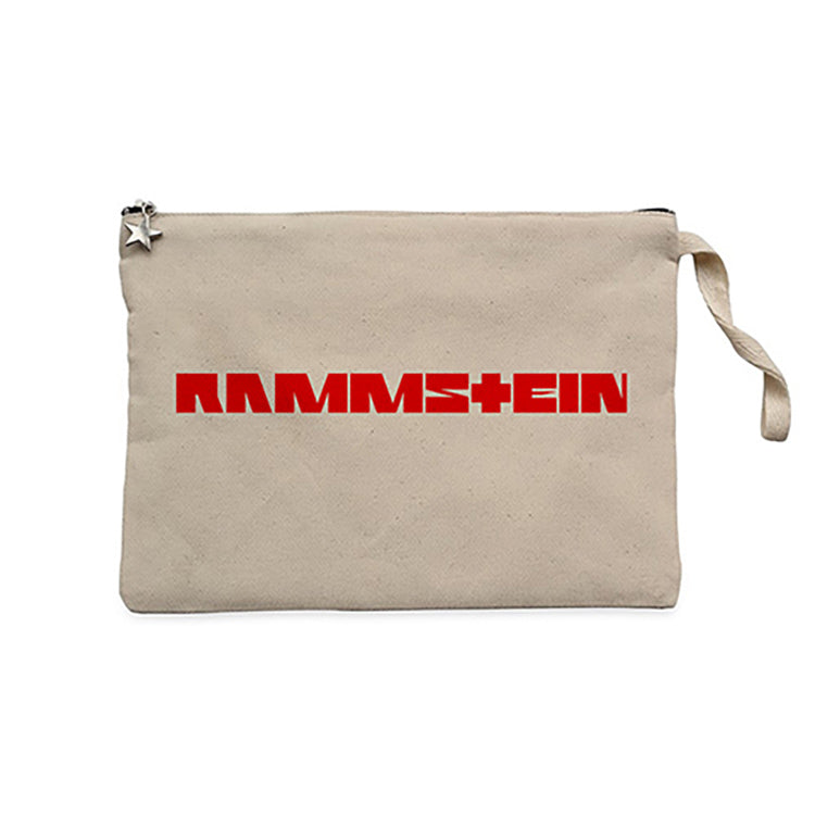Rammstein Text Red Krem Clutch Astarlı Cüzdan / El Çantası