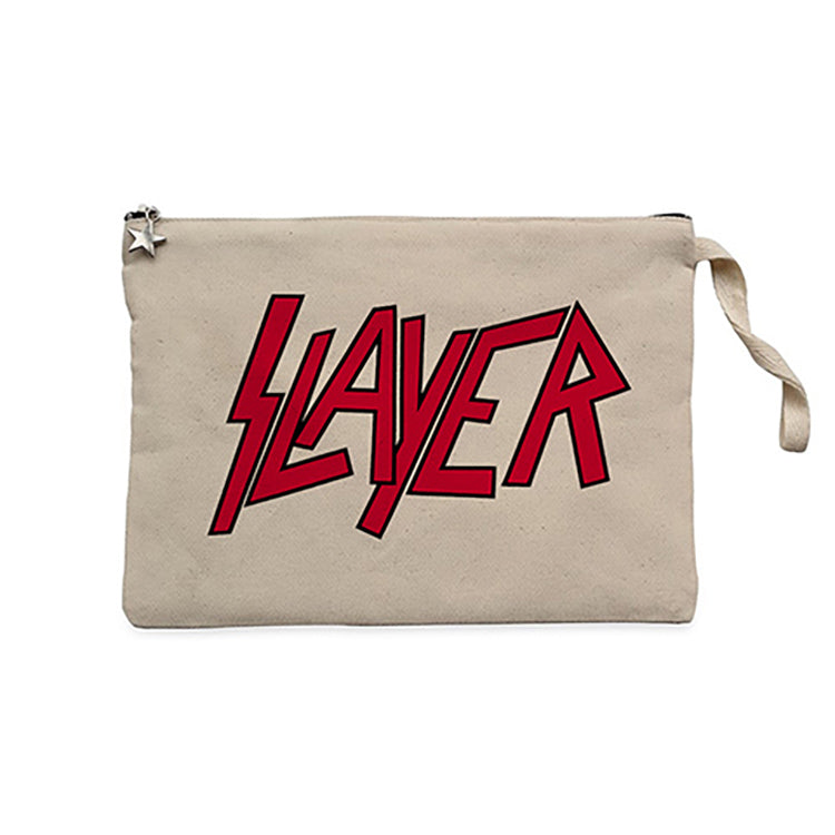 Slayer Logo Classic Krem Clutch Astarlı Cüzdan / El Çantası
