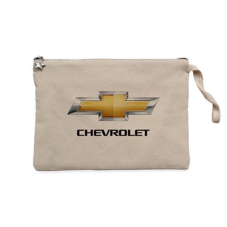 Chevrolet Logo Krem Clutch Astarlı Cüzdan / El Çantası