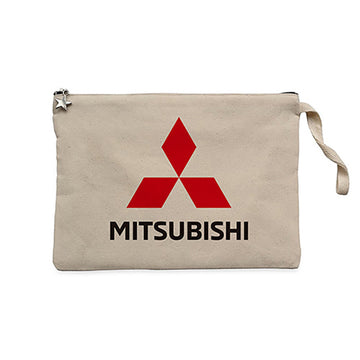 Mitsubishi Logo Krem Clutch Astarlı Cüzdan / El Çantası