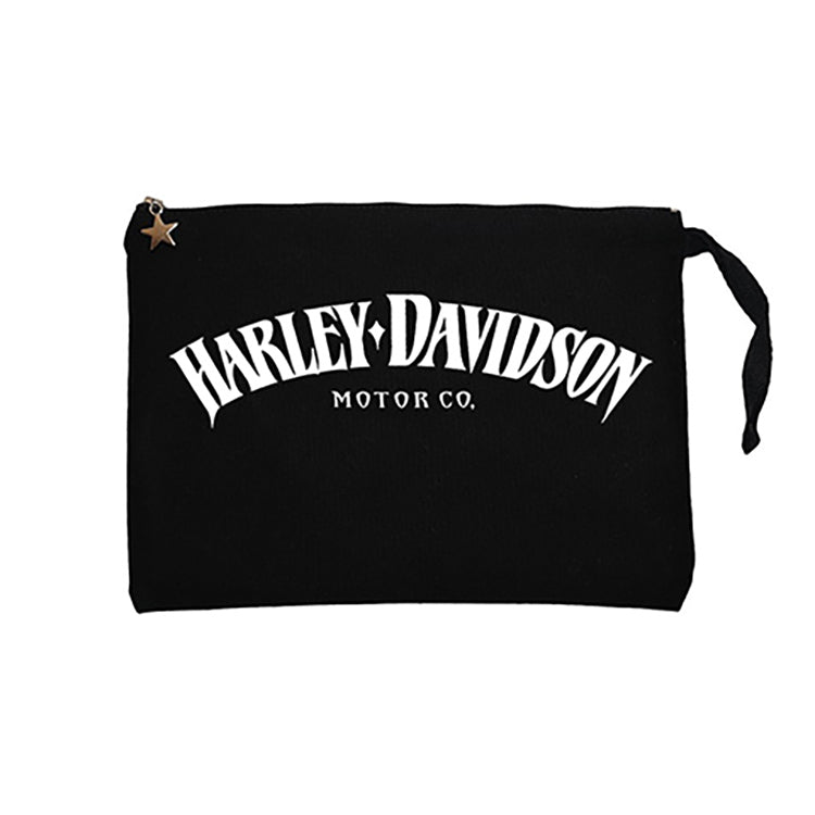 Harley Chopper Motor Co Siyah Clutch Astarlı Cüzdan / El Çantası