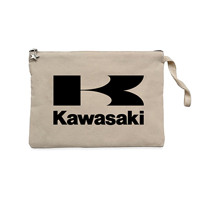 Kawasaki Logo Krem Clutch Astarlı Cüzdan / El Çantası