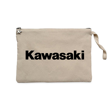 Kawasaki Logo Type Krem Clutch Astarlı Cüzdan / El Çantası