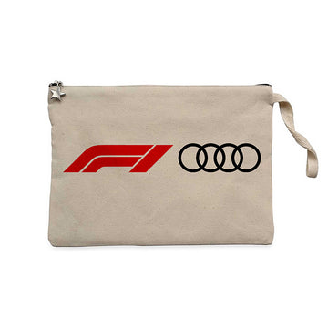 F1 Audi Logo Krem Clutch Astarlı Cüzdan / El Çantası